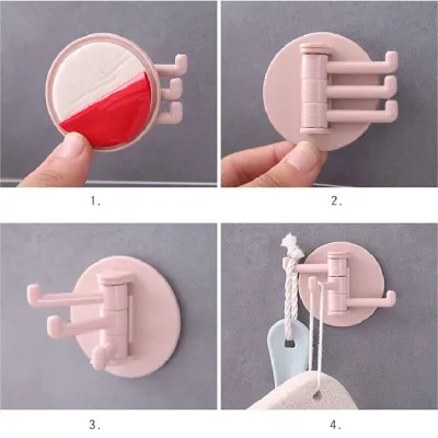 Kitchen & Bathroom Storage Hook Rotatable For Wall (2 Pc)